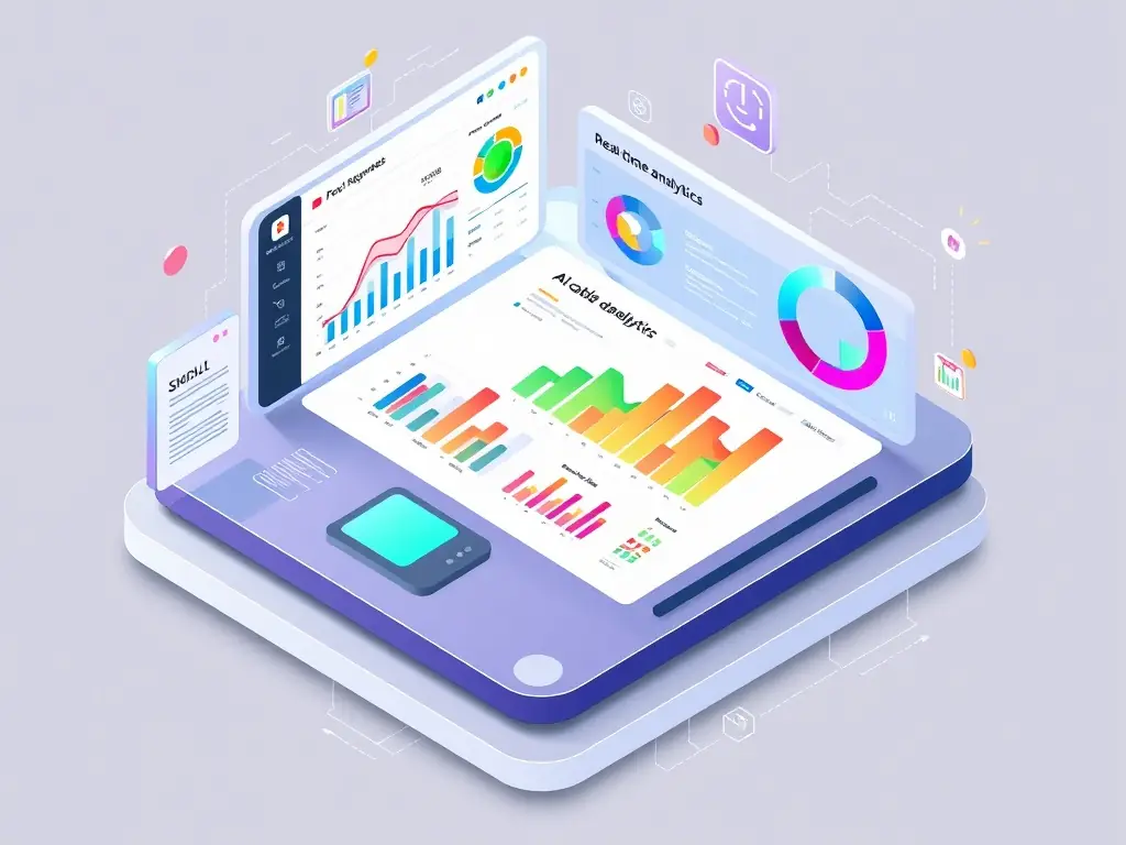 A digital marketing dashboard with AI analytics showcasing real-time data insights.