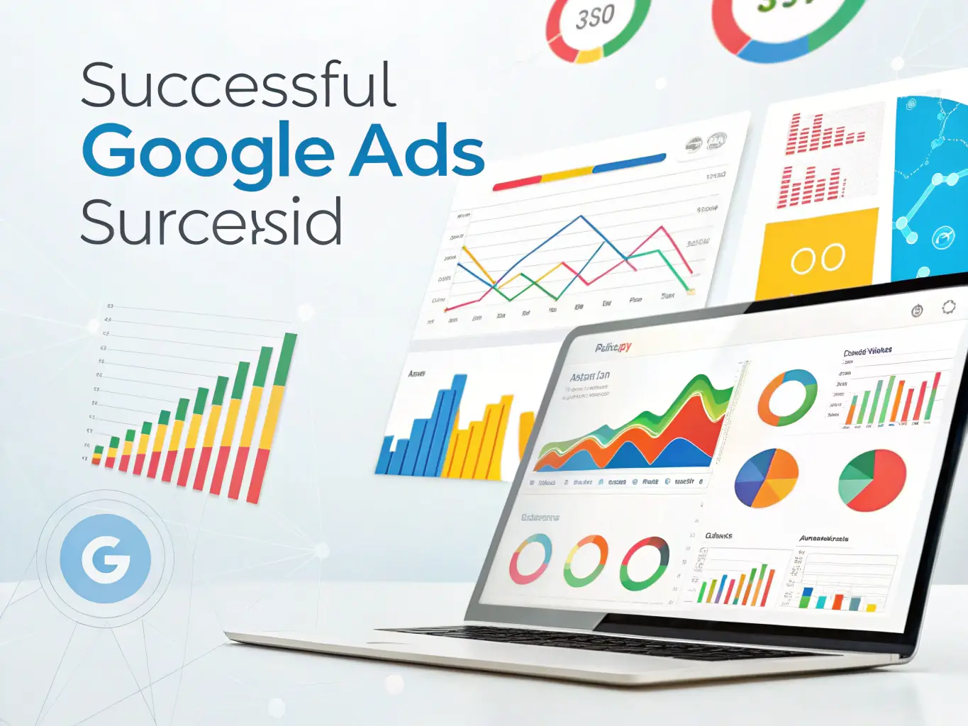 A creative image of a Google Ads campaign dashboard.