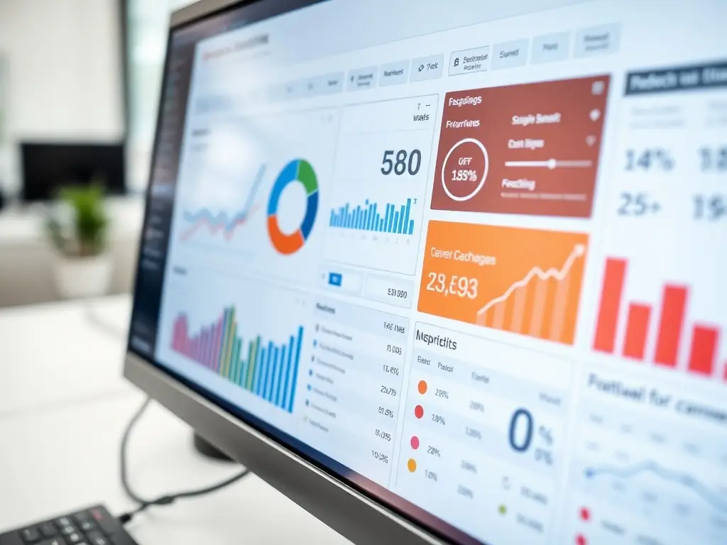 SEO analytics dashboard showing keyword performance and search engine rankings.