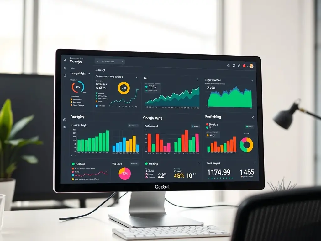 Google Ads dashboard showing AI-generated ad performance metrics.